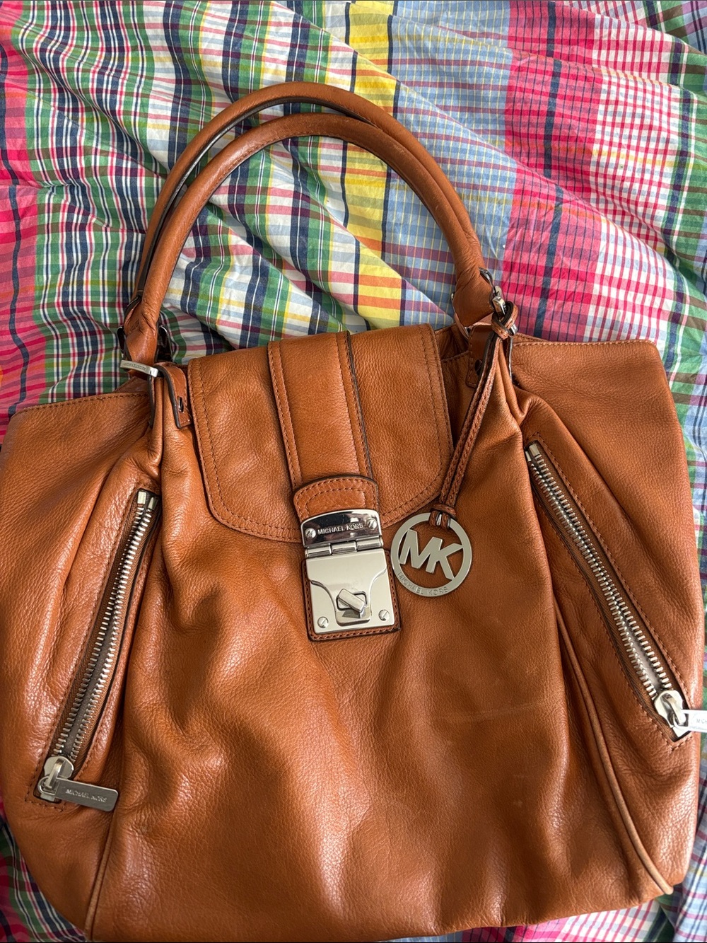 Michael Kors Cognac Leather Shoulder Tote